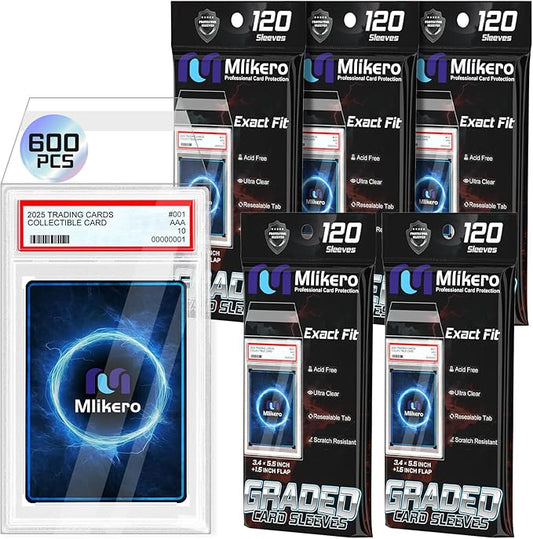 600 Pack Graded Card Sleeves, Precise Fit Slab Sleeves, Acid-Free Resealable Slab Protector Compatible with PSA Graded Slabs
