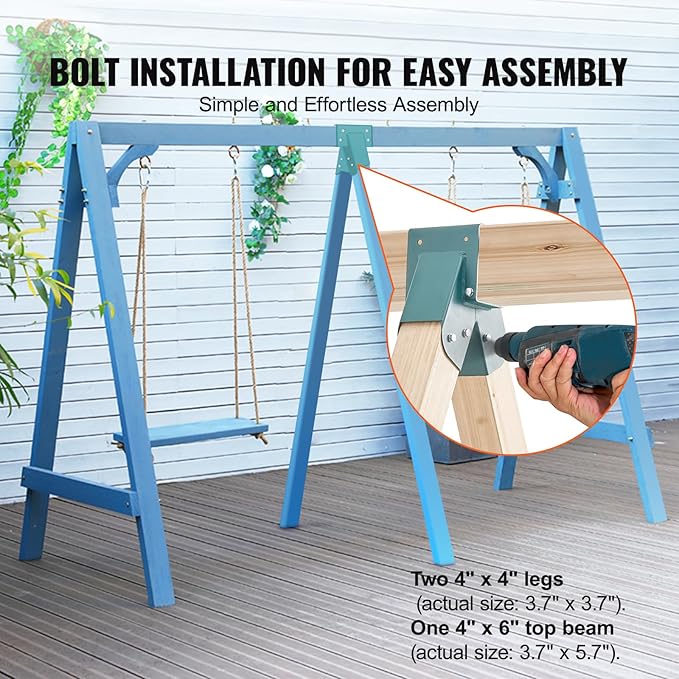 VEVOR A-Frame Middle Swing Set Brackets, Heavy Duty Carbon Steel Swing Set Hardware with Mounting Hardware, DIY Swing Set Bracket Swing Set Kit for 4x4 Legs & 4x6 Beam, Green
