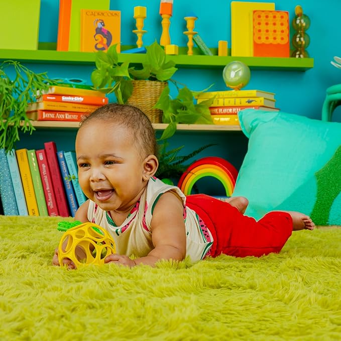 Bright Starts Oball Easy Grasp Pineapple Teether Toy, Hold My Own Collection, BPA Free, Unisex, Newborn and Up