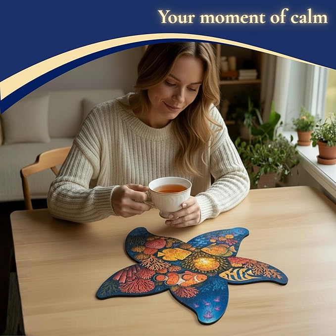 Premium Wooden Puzzles for Adults - 100 Piece Eco-Friendly Wood Puzzles - Relaxation & Brain Training - Unique Jigsaw Puzzle - Whimsical Shape Puzzle Pieces 9.8 × 9.8 in