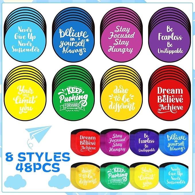 56Pcs End of Year Gift for Students from Teacher Inspirational Foldable Flying Disc Hand Fans Set with Bags Motivational Folding Pocket Beach Gifts Graduation School Birthday Outdoor Activities Game