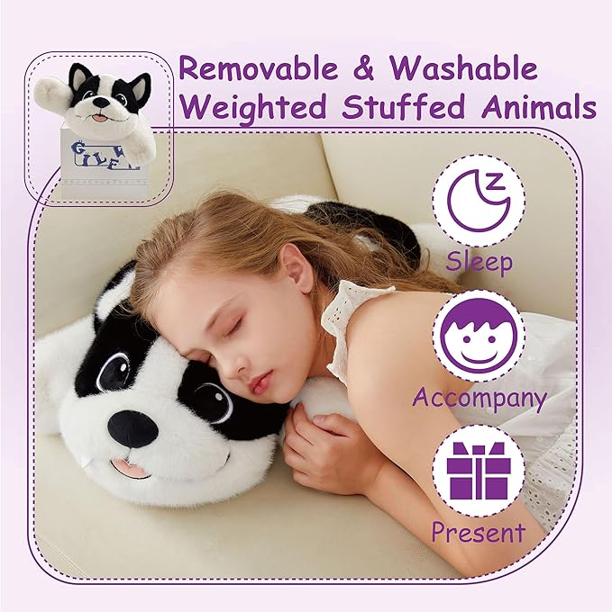 25" 5 lbs Dog Weighted Stuffed Animals :Big Large Weighted Plush Animal，Cute Plushie Pillow Toys, Ultra-Soft Washable Weighted Plush Pillowfort Gifts for Adults Kids Girls Boys Women
