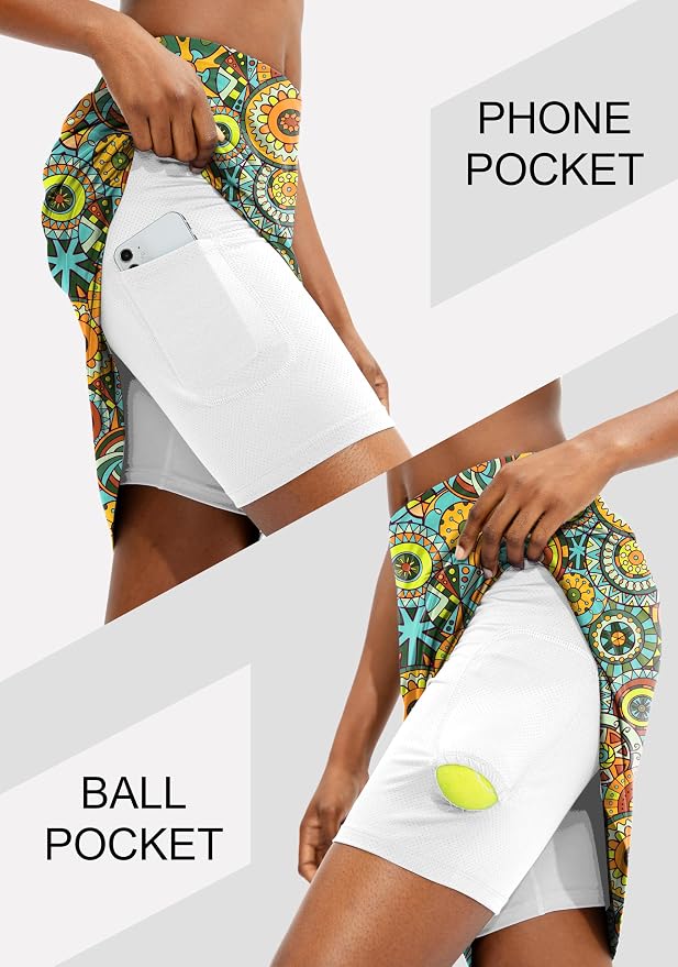 Women's 20" Knee Length Skorts Skirts UPF50+ Athletic Tennis Golf Skirt for Women Casual Summer Skirts