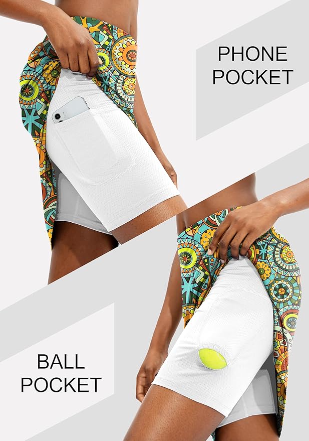 Women's 20" Knee Length Skorts Skirts UPF50+ Athletic Tennis Golf Skirt for Women Casual Summer Skirts