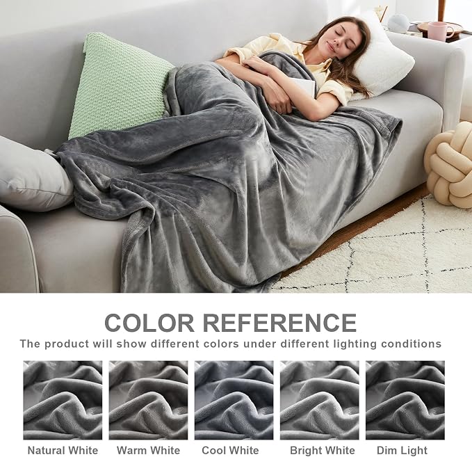 Hansleep Full Grey Fleece Blanket, Soft Flannel Bed Blanket | Fuzzy Cozy Blanket 84x90 Inches, Multi-use for Bed, Sofa, Couch, Travel, Camping, All Season Warm Lightweight Cover