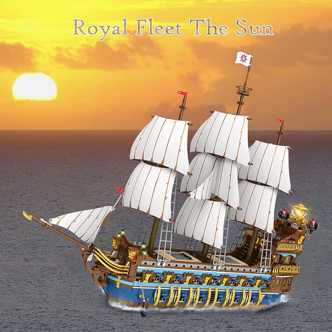 JMBricklayer Pirate Ship Building Sets for Adults, Gorgeous Royal Fleet Ship with Tiered Design, Attractive Pirate Toys Building Blocks Pirate Ship Display, Gifts for Teens Adults(3162 Pieces)