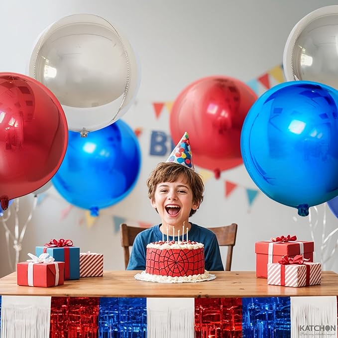 KatchOn, Red White and Blue Foil Balloons – Pack of 6 | Patriotic Balloons for Independence Day, Memorial Day, Labor Day, USA Themed Party Decorations | Red, White, Blue Balloon Arch