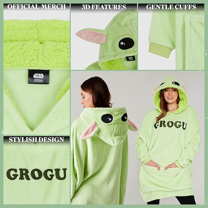 Disney Stitch Blanket Hoodie - Adults 2 in 1 Oversized Fleece Hoodie Baby Yoda Minnie Mouse - Stitch Gifts