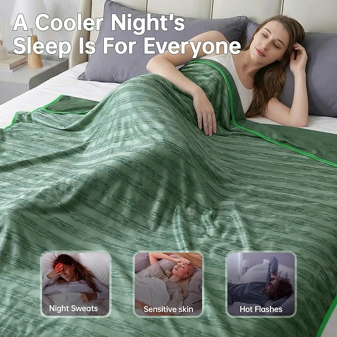 Guohaoi Cooling Blanket for Hot Sleepers and Night Sweats 60"x90" Full Size | Arc-Chill Q-Max >0.5 Cool Fiber,100% Oeko-Tex Certified Lightweight Summer Blanket for Travel/Outdoor Ultra Cold Breathable