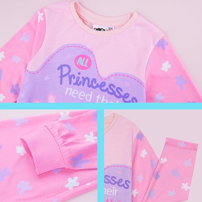 Get Trend 2 Pc Pajamas Set for Girls, Toddlers, PJs for Kids, Sleepwear with T Shirt, PJ Pants, for Girls