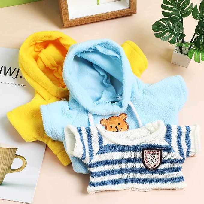 Toyvian Stuffed Bear Clothes Toy Clothes for Dolls - Plush Toy Bear Sweater Outfits - Plush Bear Dolls Hoodie 3PCS - 2 Bear Hoodies and 1 Bear Sweater for Crafts