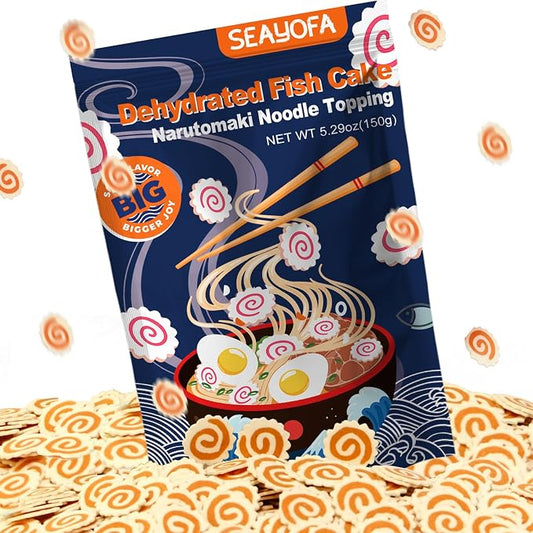 5.3oz Big Dehydrated Narutomaki Fish Cake for Ramen Topping – Double-Sized Japanese Fishcake Swirl Slices for Instant Noodles, Bento, Soup, Anime Lunches