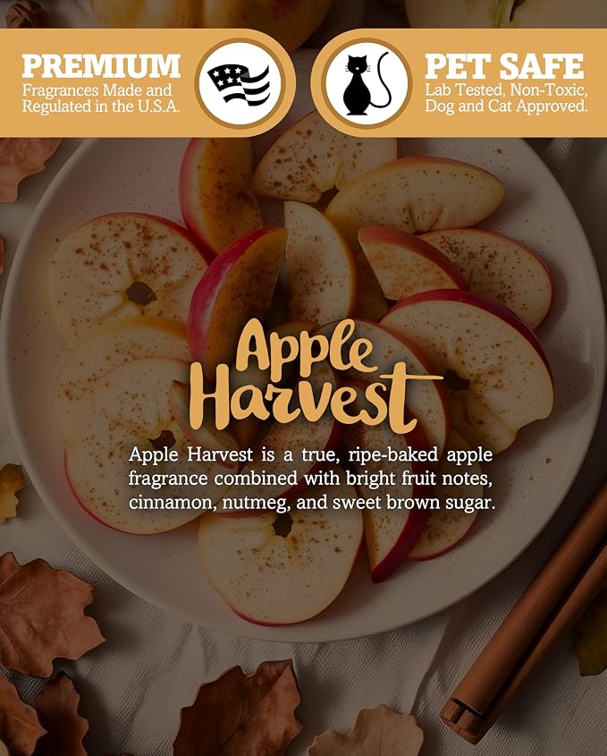 Shortie's Candle Company Apple Harvest Premium Wax Melts 4 Pack - 12 Oz., Strong & Long Lasting, Non-Toxic - Made with Essential & Natural Oils - Formula 117