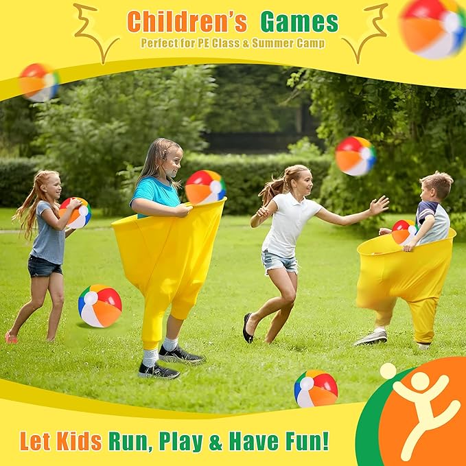 Granny Pants Outdoor Game Set, 4 Giant Pants with 16 Bouncy Balls & 4 Pumps, Funny Yard Toss Relay Game for Teens & Adults, Outdoor Party Game for BBQ, Picnic, Family Reunion & Team Building