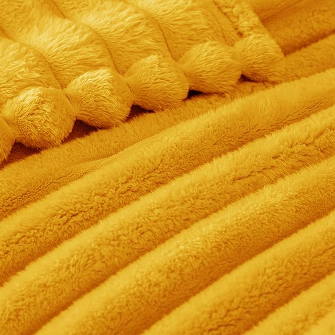Exclusivo Mezcla Striped Queen Size Fleece Blanket for Bed, Couch, 90"x90" | Soft Breathable Cozy Bed Blankets, Lightweight Plush Fluffy Fuzzy Jacquard Decorative Blankets