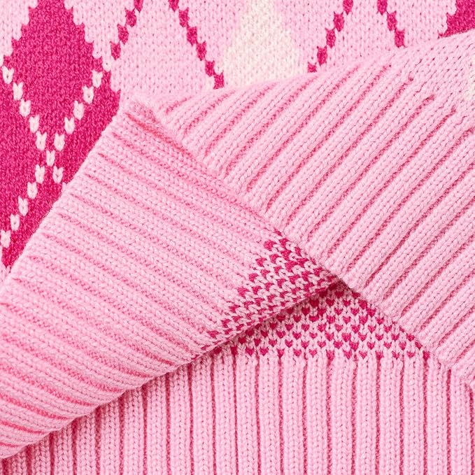 Women's Sweater Vest,Y2K Sleeveless Pattern Preppy Style Knitted Crop Tank Top for Girl