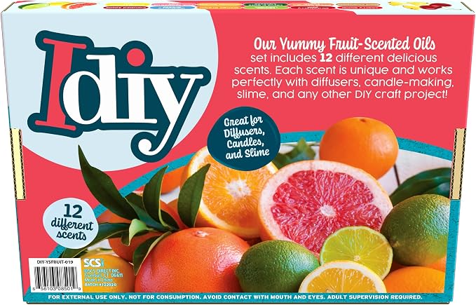 Yummy Fruit Scented Oils (12 Pack) -X Large 10ml (.34 oz) Natural Food Fragrance Bottles for Diffusers, Aromatherapy, Essential Oil, Candles, Crafts, Slime, Gifts -Strawberry, Pineapple, Mango