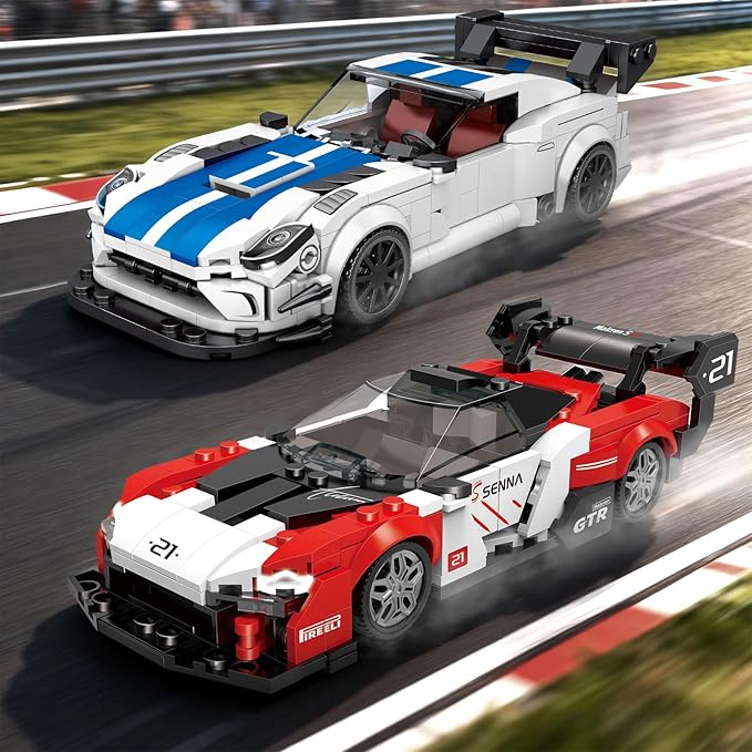 HIGH GODO Sports Car Building Set, Racing Car Decor Model Kit, Cool Collectible Cars Toys Gifts for Adults Teens Age 14+ (394 Pieces)
