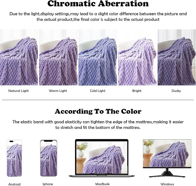NEWCOSPLAY Fleece Clouds Cozy Throw Blanket for Couch, Lavender, 50"x60" | Premium Silky Flannel Blanket, Soft Lightweight Fluffy Throw Blanket for Bed Sofa Decor, Gift for All Season Use