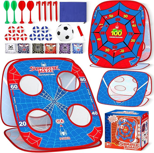 Spider Bean Bag Toss Game for Kids Age 4-8, Cornhole Board Outdoor Toys for Toddlers Party Carnival Outside Games Toy Christmas Birthday Gifts for Kid Boys Girls 3 4 5 6 7 8 9 Year Old