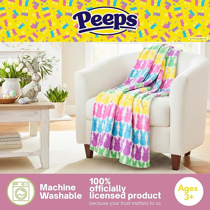 Peeps Fluffy Throw 46 in x 60 in – Soft Plush Lightweight Blanket for Couch, Bed & Travel (100% Officially Licensed Product) by Franco Collectibles