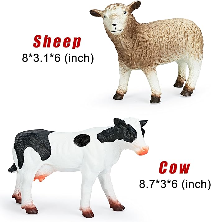 6 Pack Soft Jumbo Farm Animal Toys,Big Realistic Animals Farm Figures for Kids Toddlers Boys Girls 1 2 3 4 5Year Old,Christmas Brithday Gift