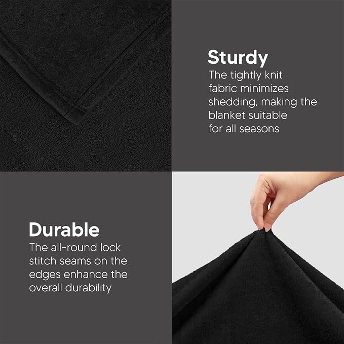 Utopia Bedding Ultra Soft Fleece Bed Blanket Throw Size Black (50x60 Inch) | Microfiber Plush Warm Lightweight Breathable Cozy Blanket Anti-Static, All Season Use, Gift for Women and Men