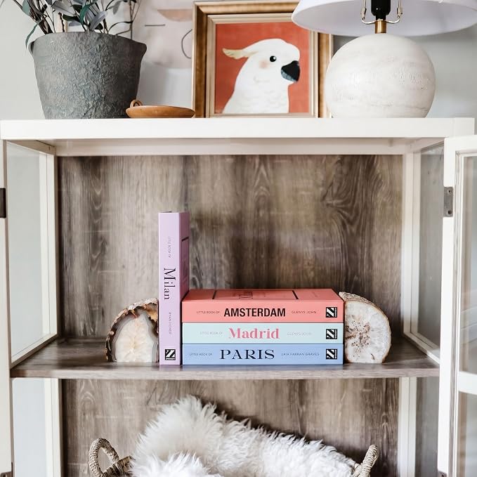 4 Pcs Decorative Books | Faux Pastel Coffee Table & Shelf Decor | Soft Muted Look for Living Room, Office and Entryway - Not Real, Tool-Free 2-Min Setup