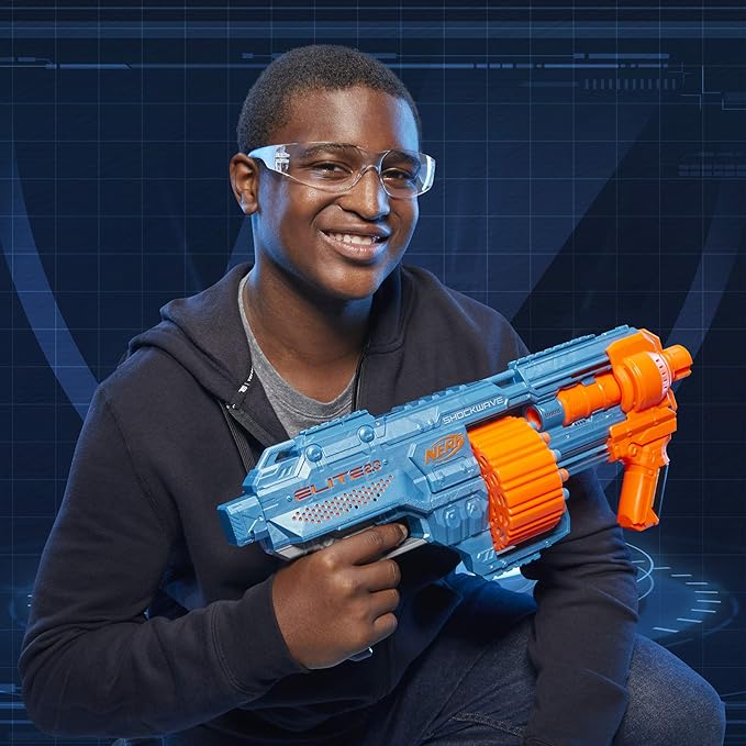 Nerf Elite 2.0 Shockwave RD-15 Dart Blaster, 30 Nerf Elite Darts, 15-Dart Rotating Drum, Kids Outdoor Toys for 8 Year Old Boys & Girls and Up (Amazon Exclusive)