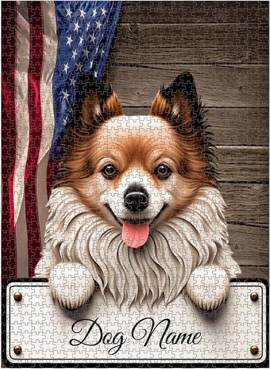 Custom Wooden Jigsaw Puzzles with Your Dog's Name on Volpino Art Print - 300 500 1000PCS Puzzles Game and Home Wall Decor