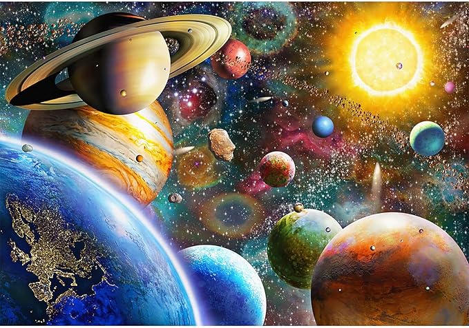 Nattork Jigsaw Puzzle 500 Pieces for Adults Youth Family Space Traveler Solar System Puzzle Pieces Fit Together Perfectly