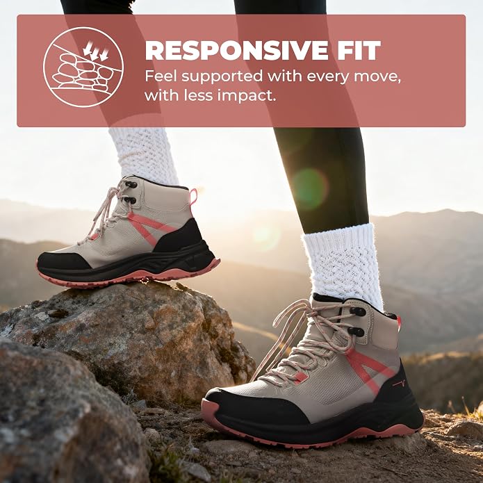 NORTIV 8 Women's Hiking Boots Waterproof Lightweight Outdoor Trekking Comfortable Non-Slip Backpacking Camping Ankle Boot Hollow