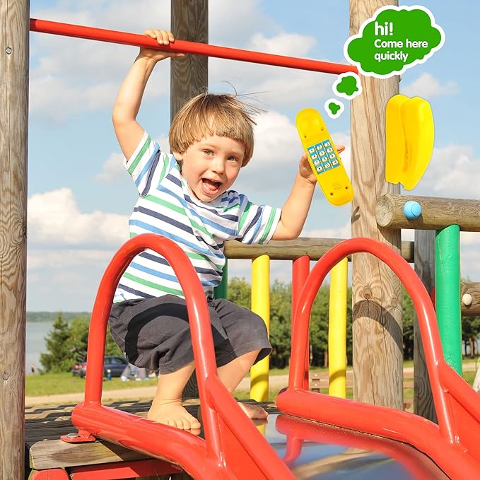 2 Pack Swingset Phone Toys Playground Swing Set Telephone Plastic Pretend Play Telephone with Numeric Key for Kids Outdoor Playground Treehouse Accessories (Yellow)