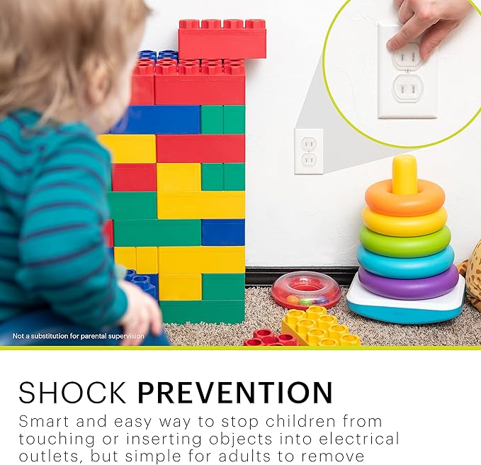 Power Gear Child Safety Electrical Outlet Covers, Tamper‑Resistant Plug Protectors for Standard Wall Outlets, Baby‑Proof & Child‑Proof Safety Caps, Clear, 60 Pack, 54615