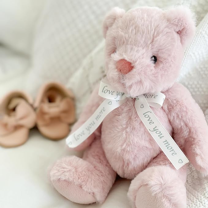 MON AMI ‘Love U’ Pink Teddy Bear Stuffed Animal – 10’’, Teddy Bear Plush for Baby Shower, Cute Plushies for Kids of All Ages