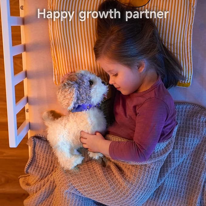 OR OR TU Walking Barking Toy Dog with Remote Control Leash, Plush Puppy Electronic Interactive Toys for Kids, Shake Tail,Pretend Dress Up Realistic Stuffed Animal Dog Age 3 4 5 6+ Years Old Best Gift
