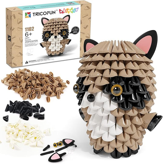 Animals 3D Soft Building Blocks - Cute Animal Kit, Pressure-Relief, STEM Educational Toys, Enhance Hands-On Skills Interlocking Building Blocks (1102-RACOON)