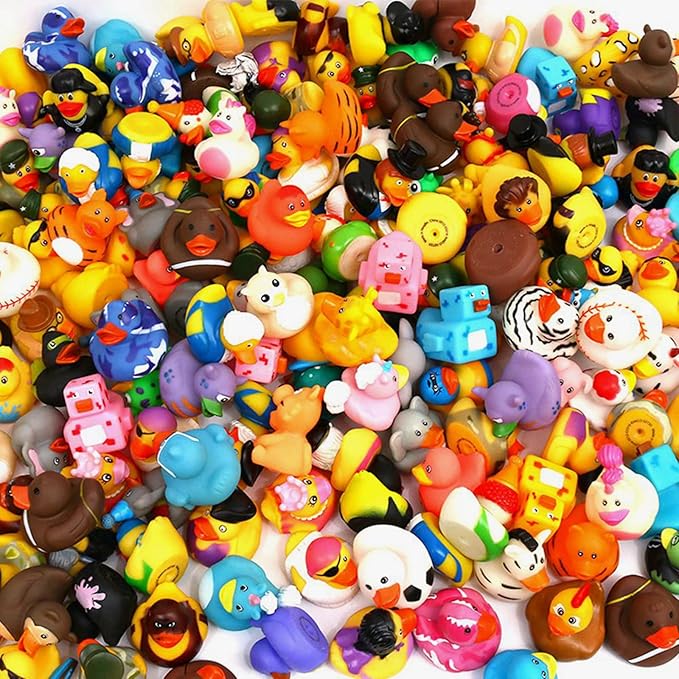XY-WQ 200 Pack Rubber Duck for Jeeps Ducking - 2.3 Inch Bulk Floater Duck for Kids - Baby Bath Toy Assortment - Party Favors, Birthdays, Bath Time, and More (50 Varieties)