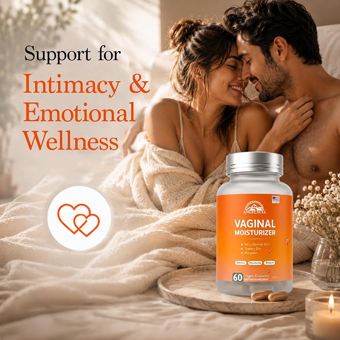 ANGELYCIA Natural Probiotic Vaginal Moisturizer Pills for Women – Slippery Elm Feminine Care Supplement for Vaginal Moisture, Dryness Relief & Healthy pH Balance Support