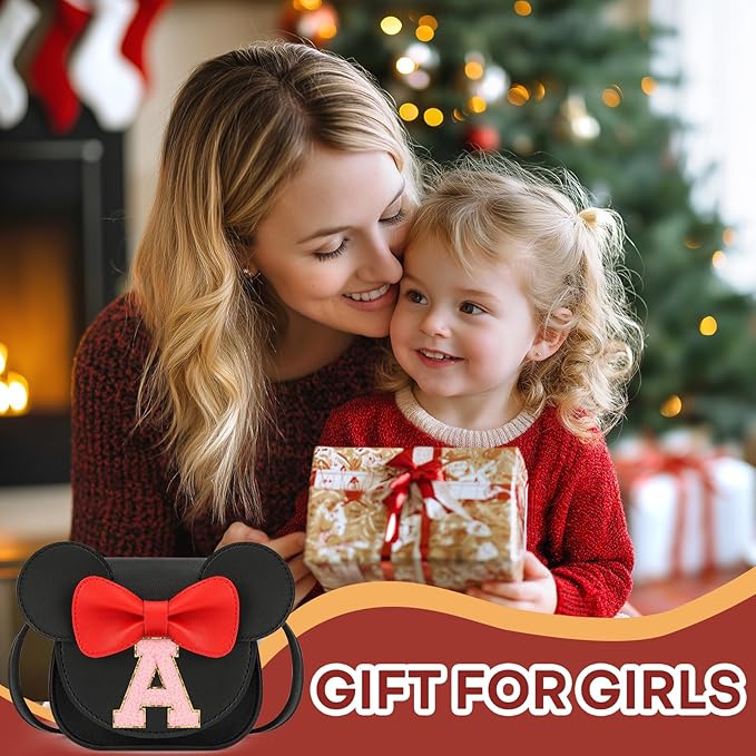 mibasies Toddler Purse Girl Gifts: Girls Birthday Gifts for 3-8 - Toys for Ages 2-4 Girls Mouse Ears Purse, Black, Letter A
