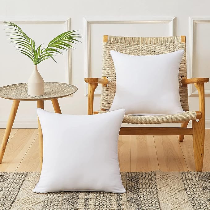 Qeils 16 x 16 Pillow Inserts Set of 2 White Throw Pillow Inserts with Soft Polyester Cover - Rectangle Square Interior Decorative Pillow Insert White Couch Pillow Sofa Pillow Inserts