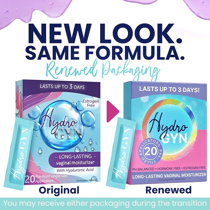 Hydro GYN Vaginal Moisturizer | Long Lasting for Vaginal Dryness & Irritation | Hyaluronic Acid & Vitamin E | Feminine Care Hormone Free | Pre and Post Menopausal I 20 Count