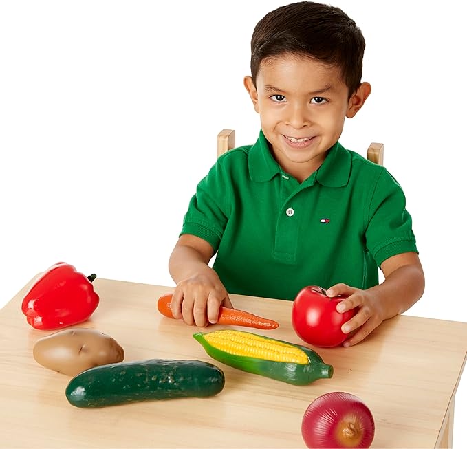 Melissa & Doug Play-Time Produce Fruit (9 pcs) and Vegetables (7 pcs) Realistic Play Food