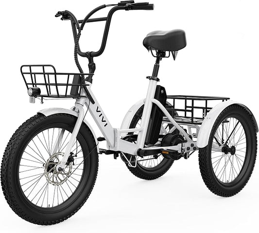 Vivi T01 20" x2.6 Fat Tire Electric Tricycle for Adults, 750W Peak 20'' Folding 3 Wheels Electric Bike, 95% Pre-Assembled, Speed Differential, 15.5MPH Eletric Trike with Bracket