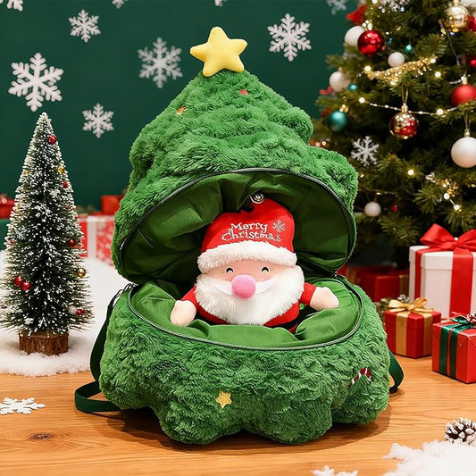 Christmas Tree Topper Elk & Cute Santa Claus Doll - Unique Christmas Holiday Decorations, Surprise Plush Toy for Friends & Children (C)