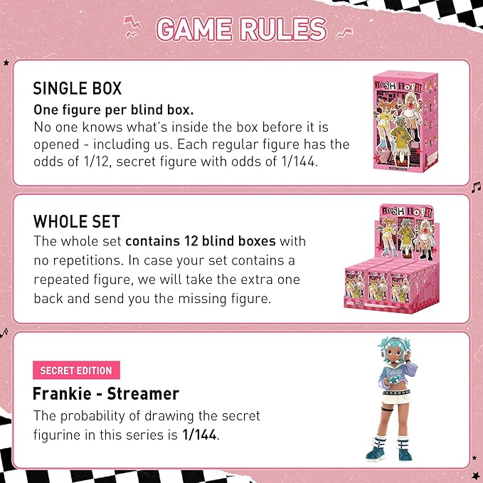 POP MART Peach Riot Rush Hour Series Figures Blind Box Figures, Random Design Action Figures Collectible Toys Home Decorations, Holiday Birthday Gifts for Girls and Boys, Single Box