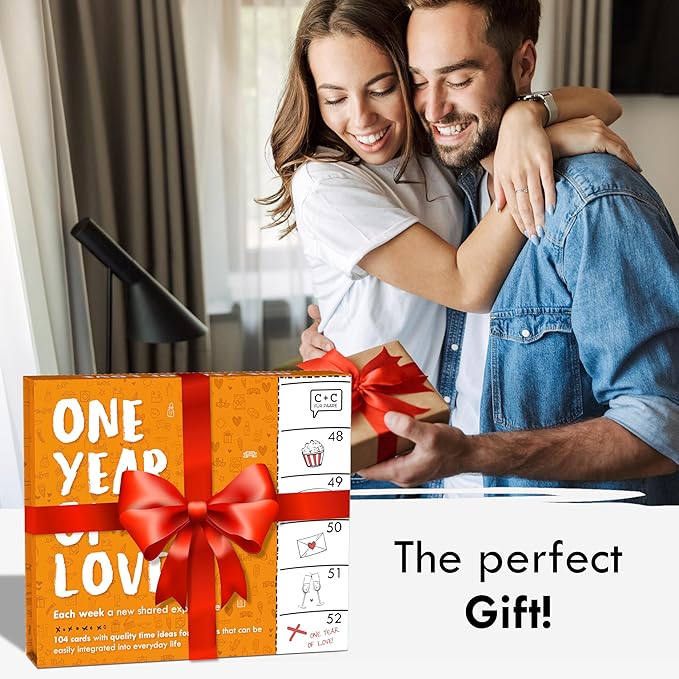 Weekly Date Night Ideas for Couples – Fun & Romantic Gift for Wedding Anniversaries, Valentine’s Day & More – For Husband, Wife, Brides & Bachelorettes – (with Wedding Card)