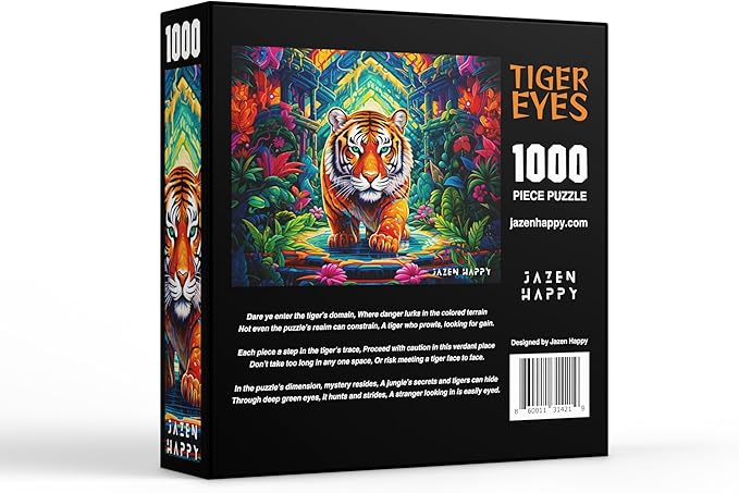 Challenging Jigsaw Puzzle for Adults and Families - 1000 Pieces - Tiger Eyes - Jazen Happy - 27x20 inch - Poster Included Puzzle