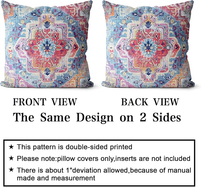 Snycler Antique Boho Hereke Rug Print Boho Throw Pillow Cover 20x20 Inch Set of 2 Double Sided Decorative Soft Throw Pillow Case Cushion Case for Home Decor Living Room Bed Couch Car