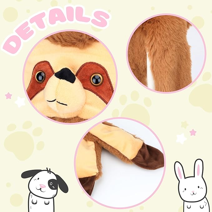 Animal Hat with Ears Moving Jumping Pop Up Beating Hat Plush Holiday Cosplay Dress Up Funny Gift for Kids